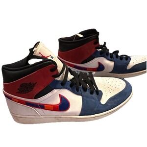 Nike Air Jordan 1 Mid Multi Color Swoosh White Racer 13's  852542-146‎